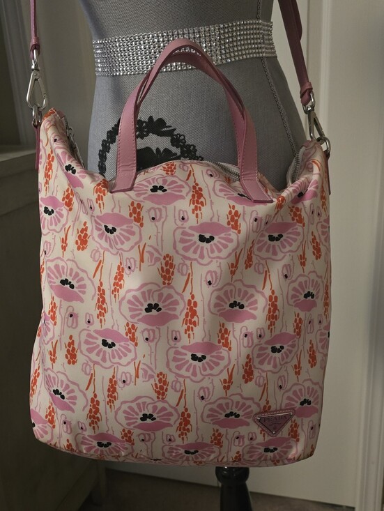 Prada Handbags - Prada Rosa Floral Tessuto Stampata Tote